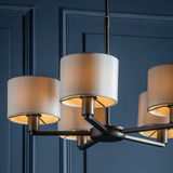 Charles Ted Ferndale Bronze Pendant Light with Natural Shades