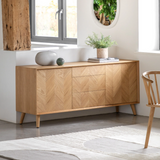 Charles Ted Bergamo Oak Chevron Design Sideboard