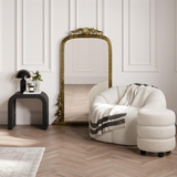 Charles Ted Studio CTH Macy Ottoman | Cream Boucle with Black Feet