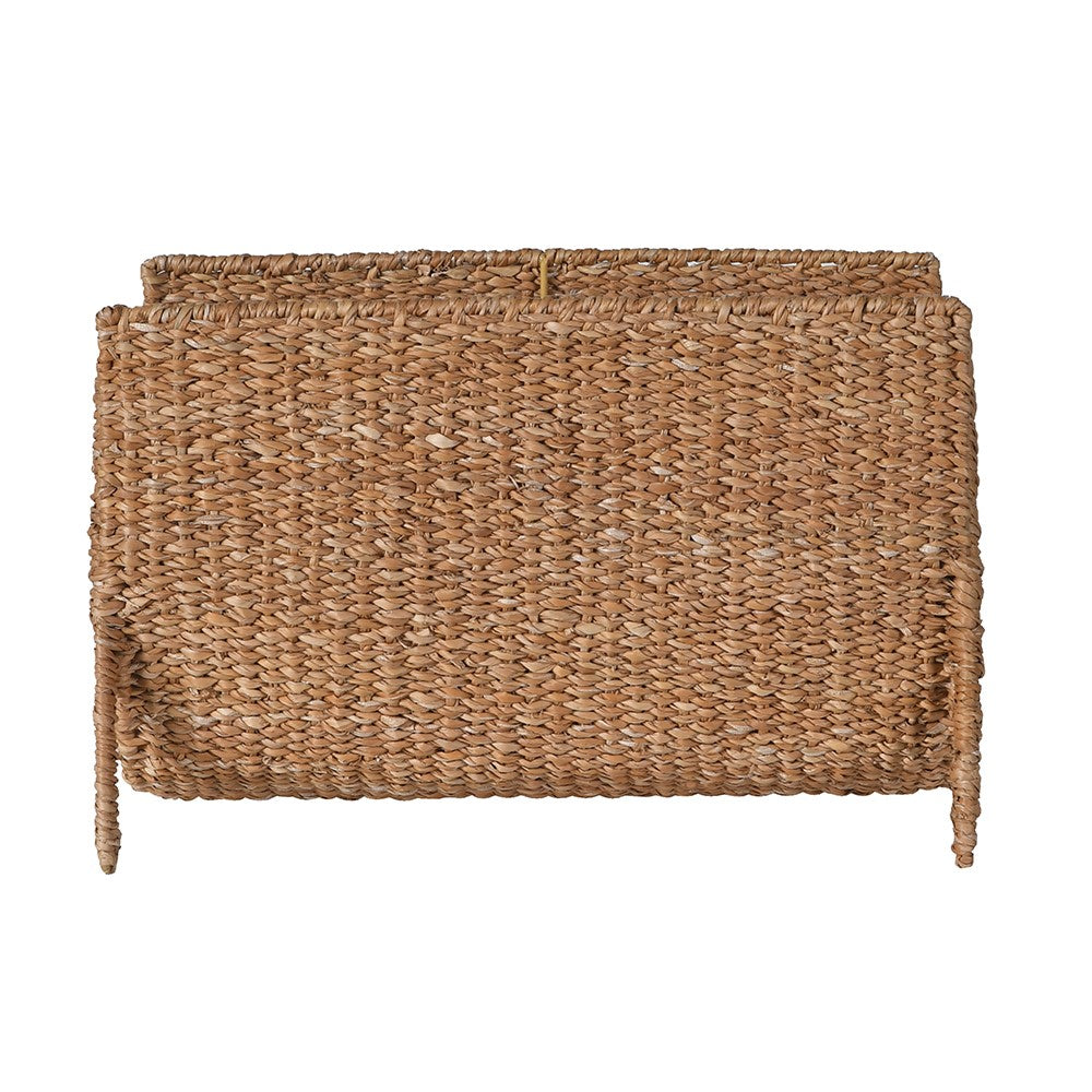 Natural seagrass magazine holder with woven texture