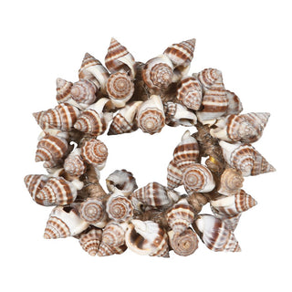 Decorative NAPKIN RING made of seashells on a white background