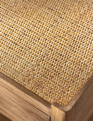 CharlesTed Home Semara Bedside Table | Rattan Top with Brass Handle