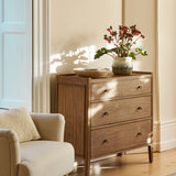 Charles Ted Semara Chest | 3 Drawer Rattan Top Dresser with Brass Handle