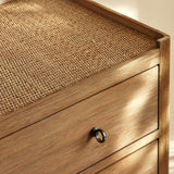Charles Ted Semara Chest | 3 Drawer Rattan Top Dresser with Brass Handle