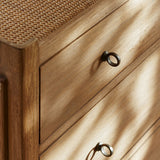 Charles Ted Semara Chest | 3 Drawer Rattan Top Dresser with Brass Handle
