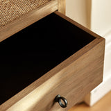 Charles Ted Semara Chest | 3 Drawer Rattan Top Dresser with Brass Handle