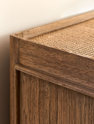 CharlesTed Home Semara Chest | 3 Drawer Rattan Top Dresser with Brass Handle