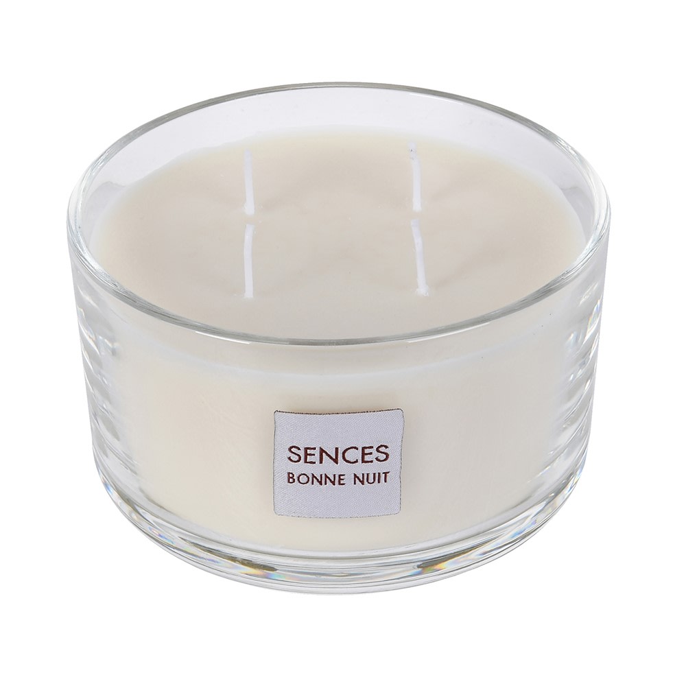 Sences Bonne Nuit 3-wick lavender candle in clear glass jar – 500g