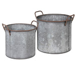 Set of 2 Galvanized Metal Planters