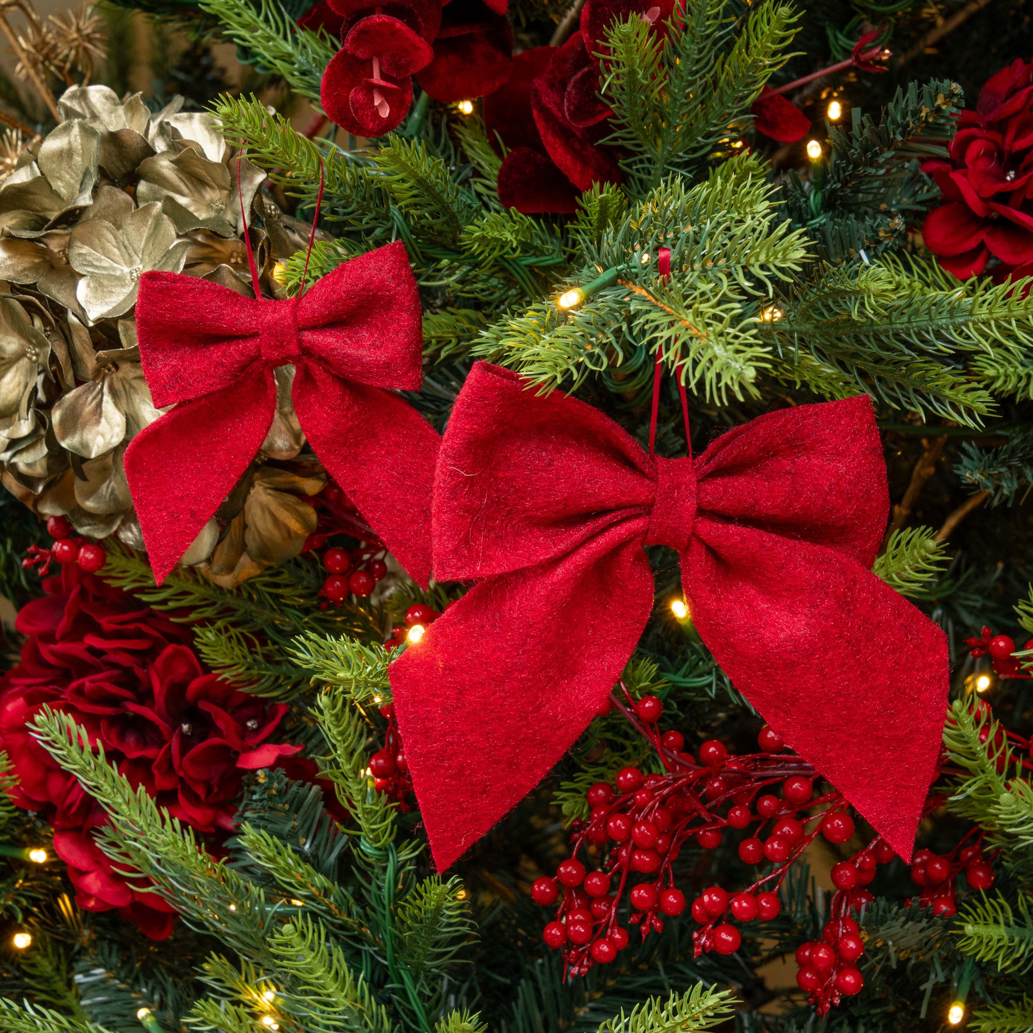 Set of Two Red Felt Bows