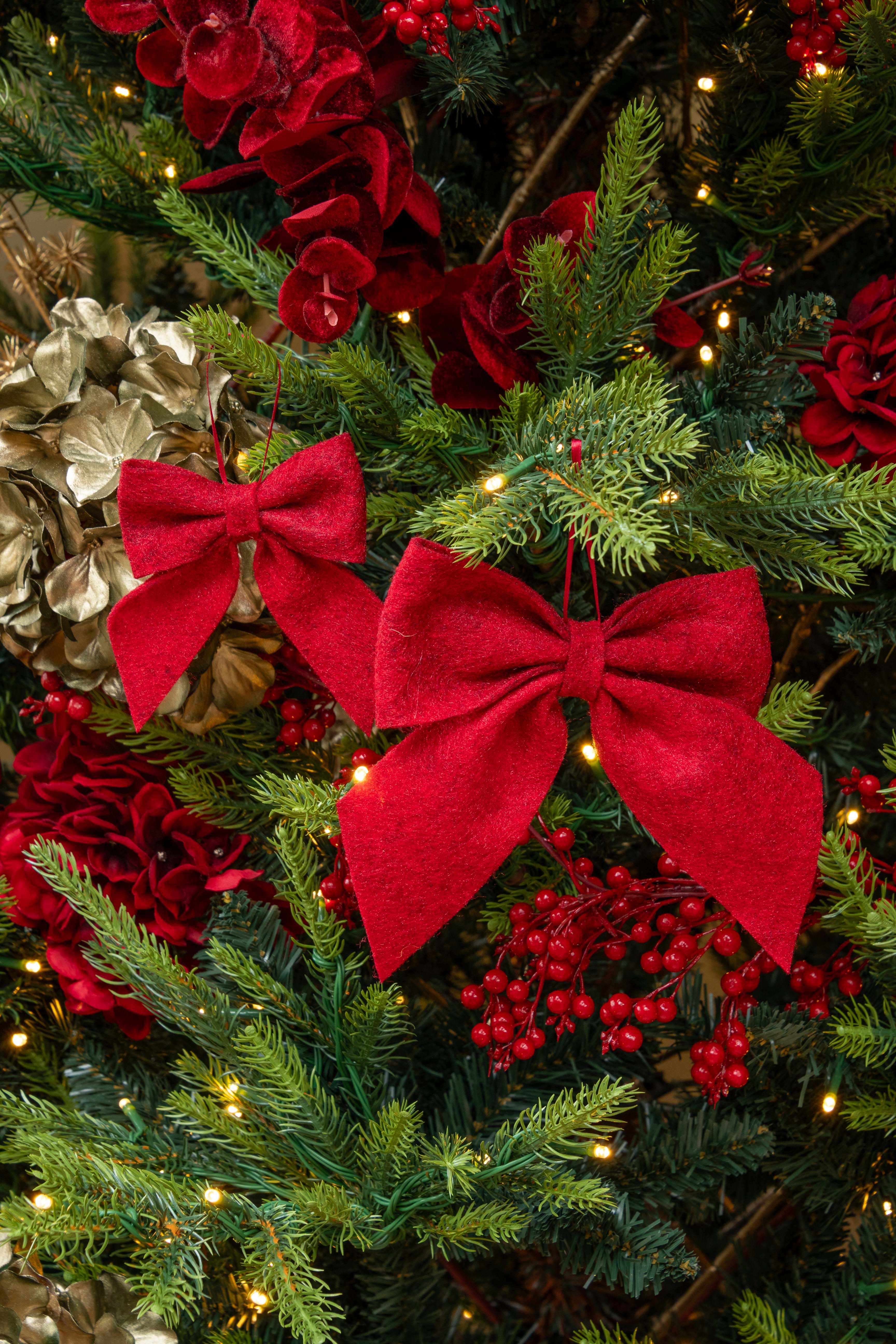 Set of Two Red Felt Bows