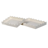 Set of Two Decorative Wooden Trays with Scalloped Edges in White