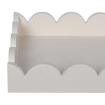 Close-up of Scalloped Edge Design on White Wooden Tray
