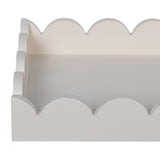 Close-up of Scalloped Edge Design on White Wooden Tray