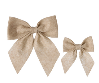 Set of two linen felt Christmas bows, one large and one small