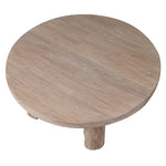 Top view of reclaimed elm wood round coffee table showing wood grain