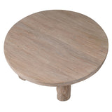 Top view of reclaimed elm wood round coffee table showing wood grain