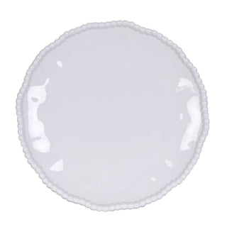 Single 22cm white ceramic salad plate with a raised pearl beaded rim