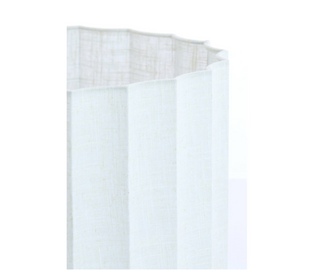 White drum lamp shade with linen fabric and scalloped detailing