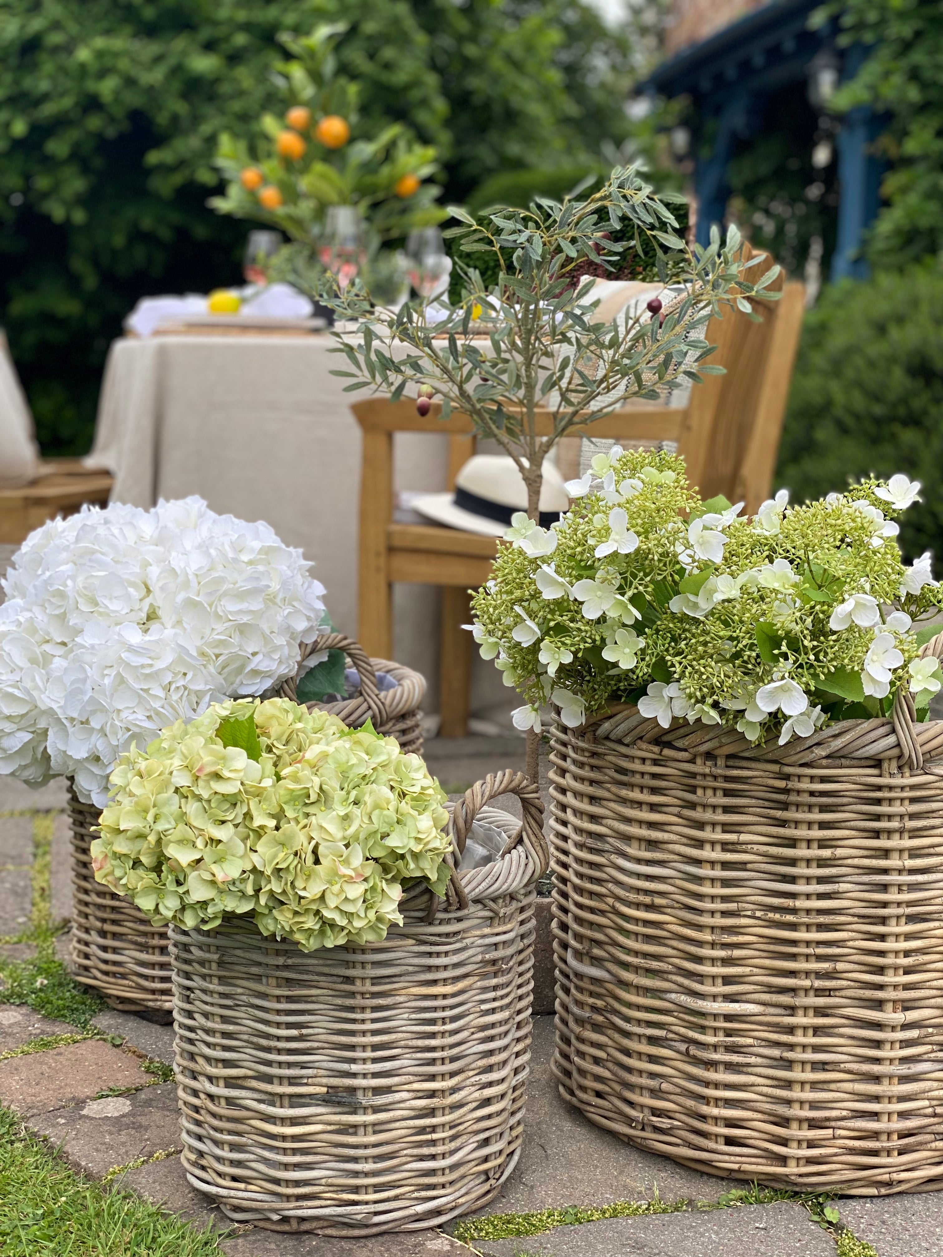 lined wicker basket