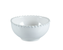 Round stoneware soup bowl with beaded rim