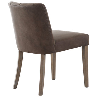 Stanton leather dining chair side profile showing curved backrest and tapered oak legs
