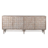 Decorative sideboard with a geometric pattern on a white background