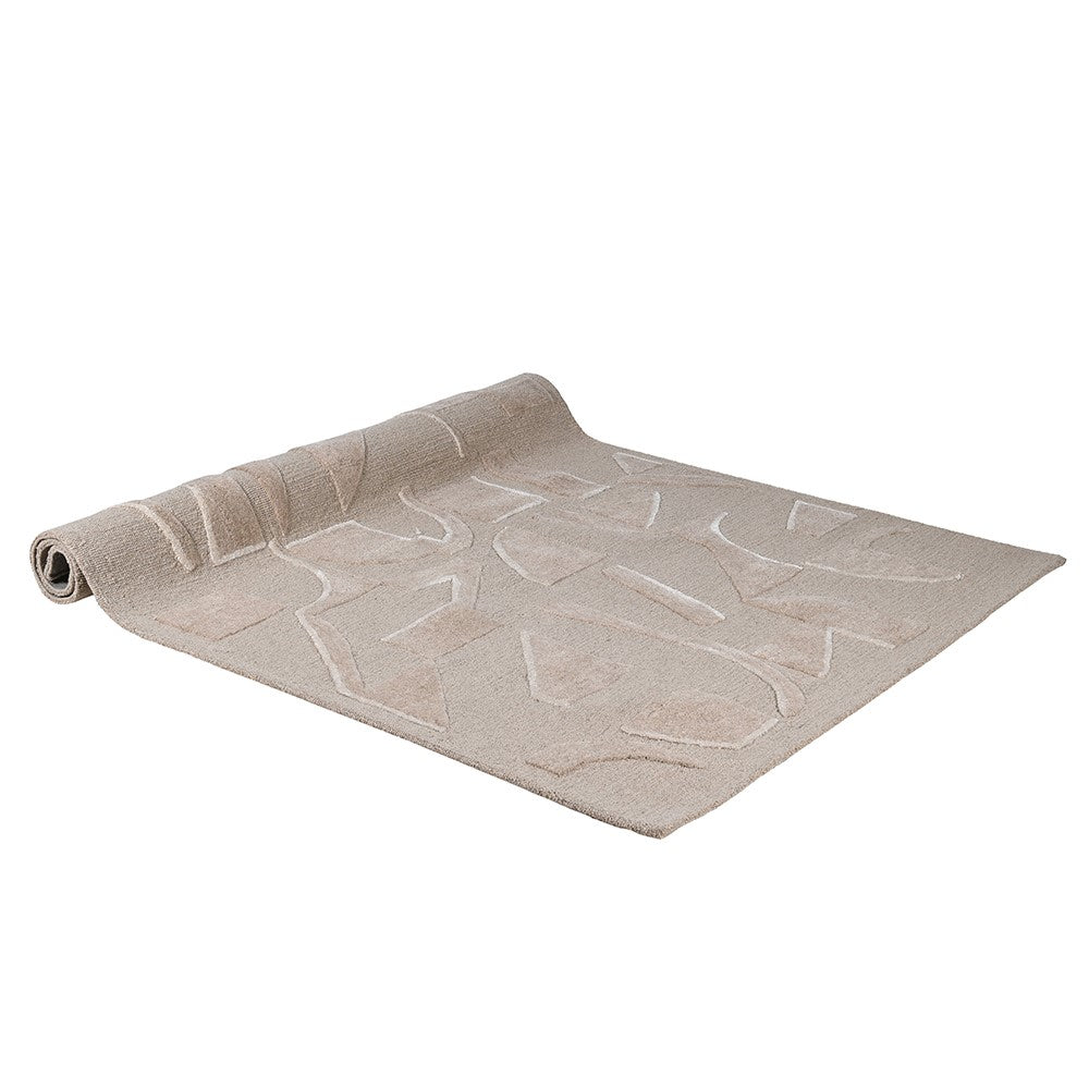 Terra Mist Wool Rug rolled corner view