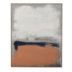 Terracotta Horizon Abstract Canvas Print – modern narrow wall art 100x80cm in earthy tones