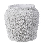 White textured coral-inspired polyresin vase with pebble surface design, modern decorative vase