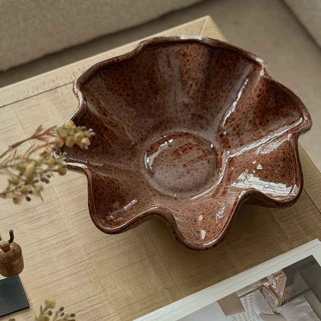 Terra Brown Ruffle Dish