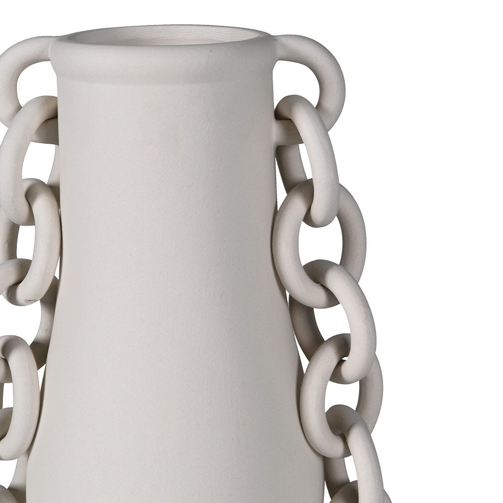 Close-up of The Hecate Chain Ceramic Vase showing detailed ceramic chain links