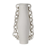 Full view of The Hecate Chain Ceramic Vase with sculptural chain design