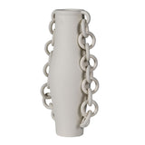 Side angle of The Hecate Chain Ceramic Vase highlighting chain-link details