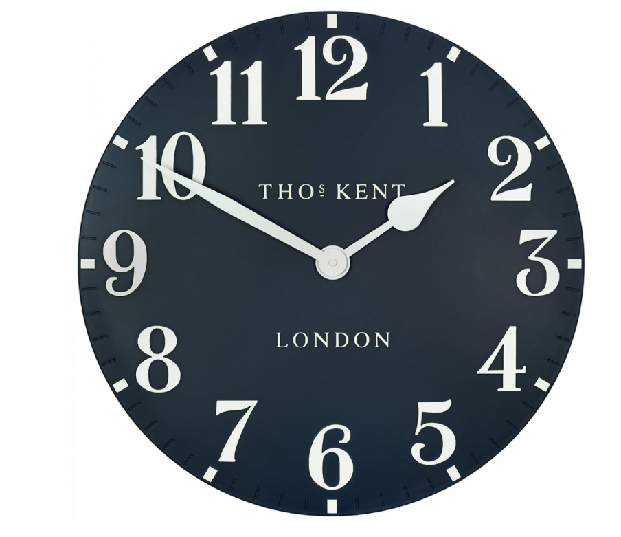 Thomas Kent Arabic Ink Blue 20 Inch Wall Clock with raised numerals