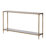 Torsia Gold Twist Frame Console Table side view with mirrored shelves