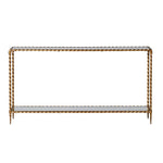 Front view of Torsia Gold Twist Frame Console Table with gold twisted legs