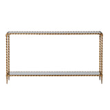 Front view of Torsia Gold Twist Frame Console Table with gold twisted legs