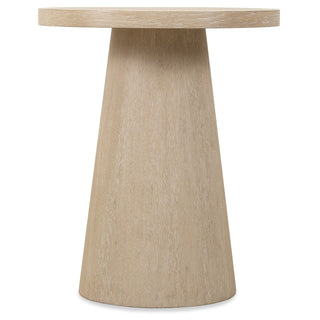  Tranquillity round side table in light oak with sculptural tapered pedestal base