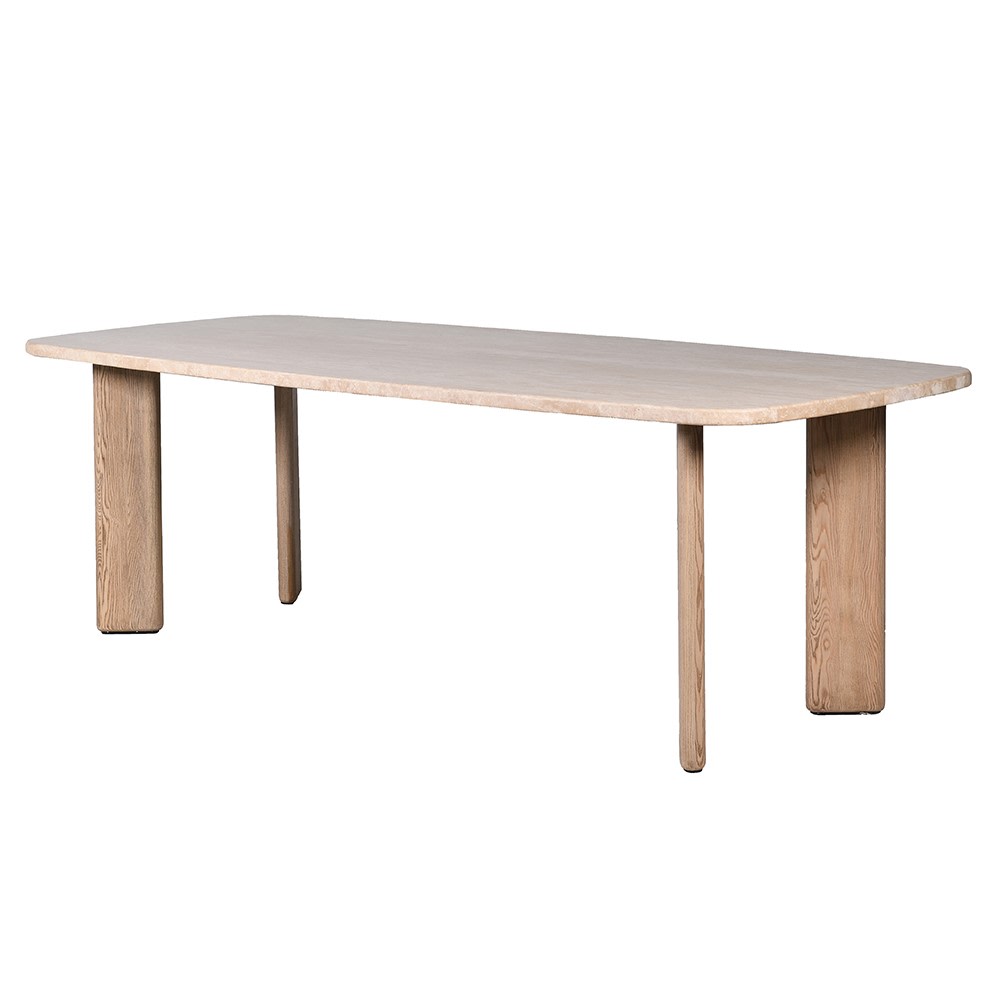 A striking dining table made from ash with a gorgeous travertine top. A real statement piece.

Dimensions:

&nbsp;H 77cm W 100cm&nbsp; L 220cm

96.5 kg