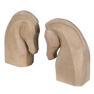Pair of classical horse head bookends facing inward