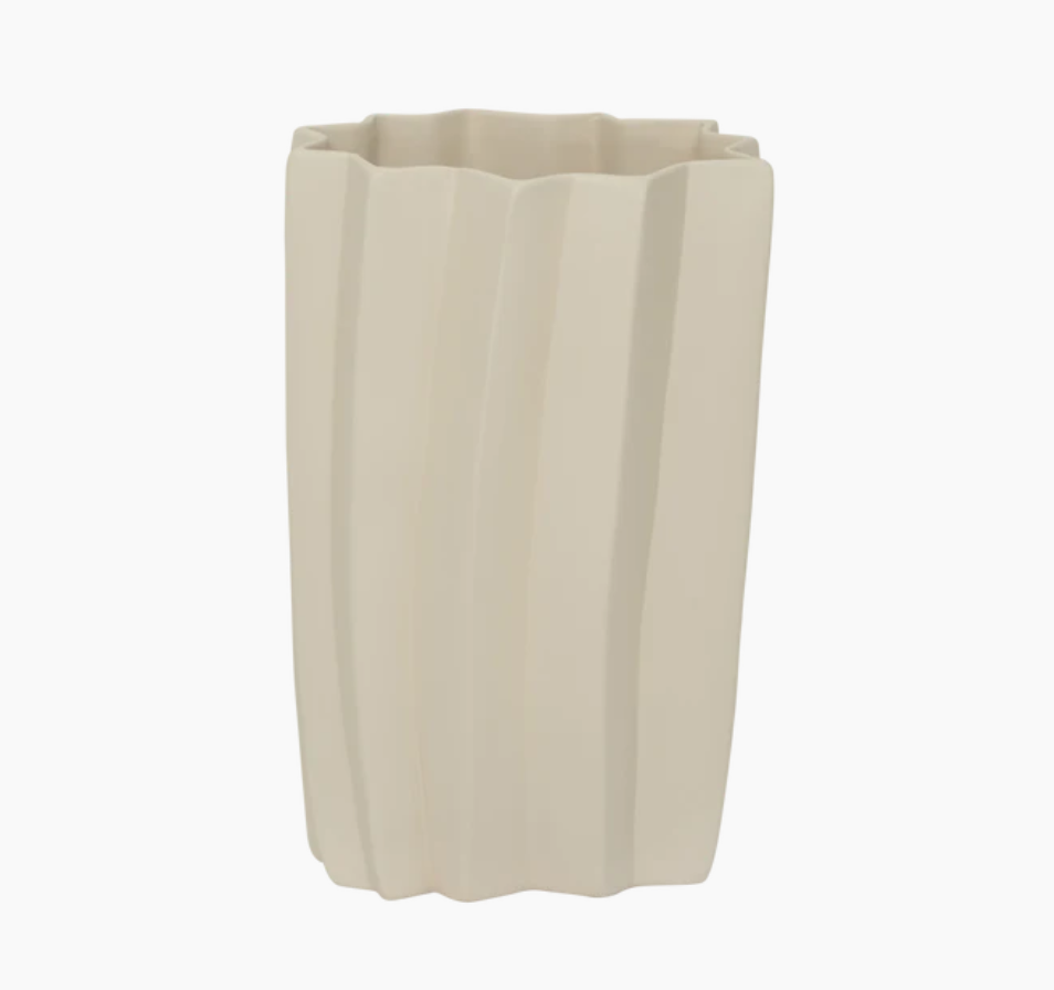 Una Ceramic Almond White Sculpture Vase