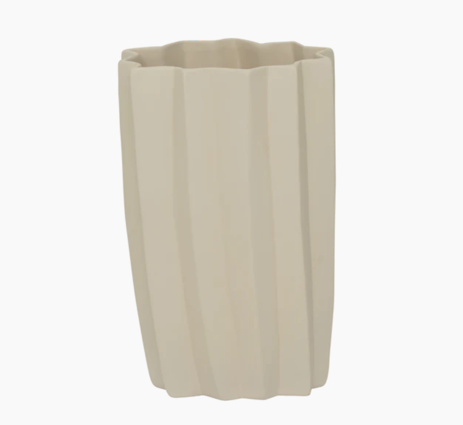 Una Ceramic Almond White Sculpture Vase