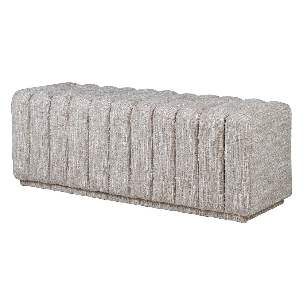 Upholstered Channel Tufted Ottoman Bench - angled view