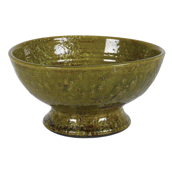 Verde Mar Ceramic Pedestal Bowl | Handcrafted Decorative Centrepiece