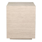Verona travertine effect side table, front view