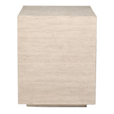 Verona travertine effect side table, front view