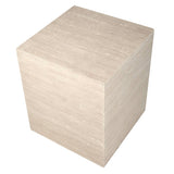 Verona travertine effect side table, top-down view