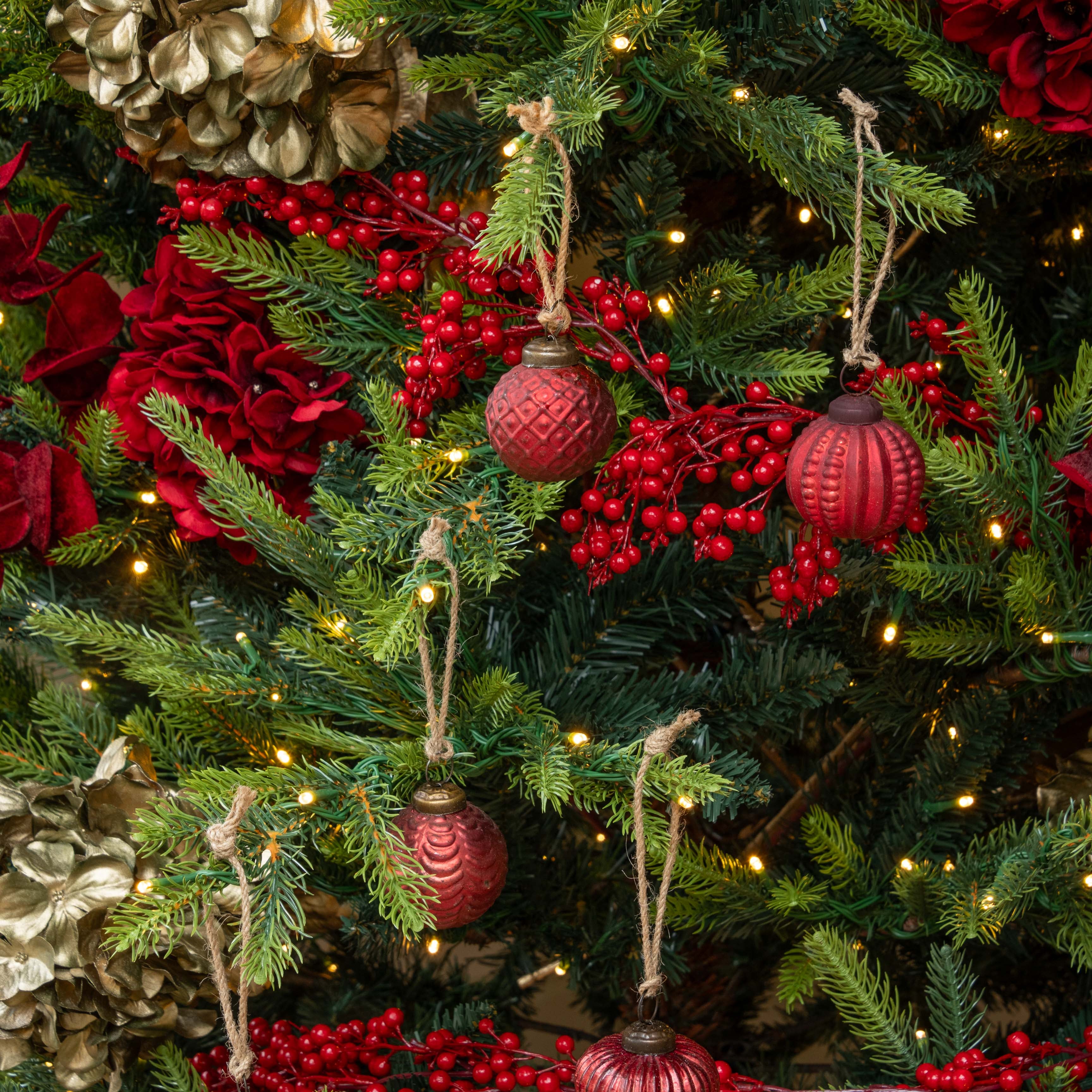 Vintage Red Glass Baubles | Set of 12