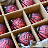 Vintage Red Glass Baubles – Set of 12 Christmas Tree Decorations